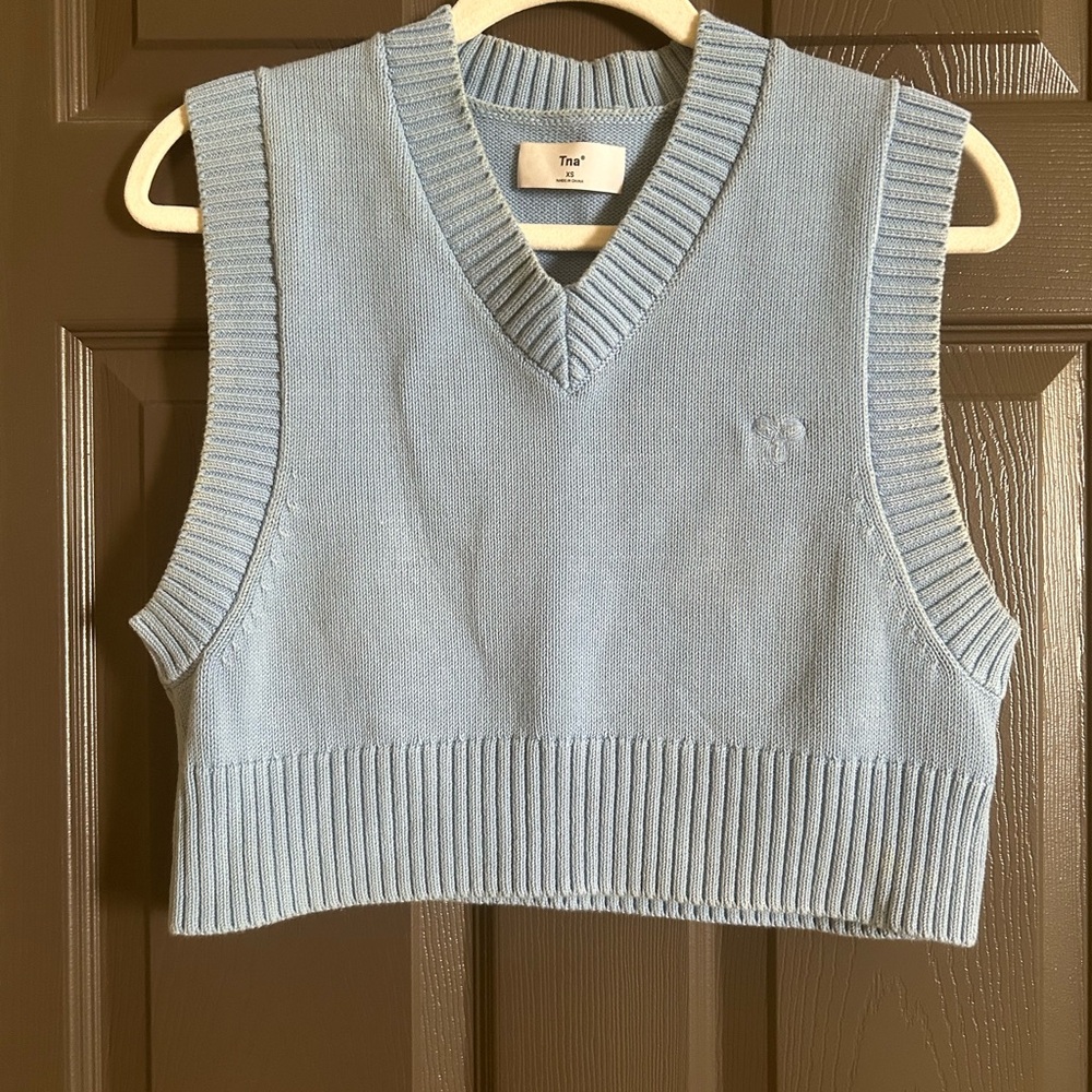 TNA Aritzia — Sky Blue Knit V-Neck Vest